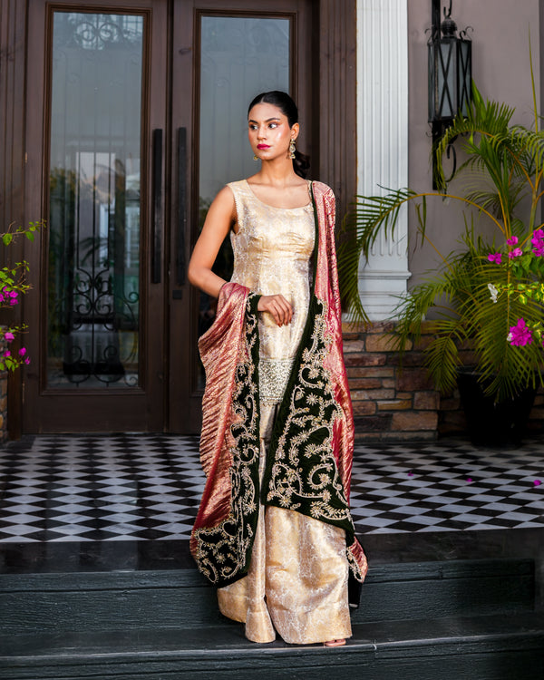 Gold Gharara Flared