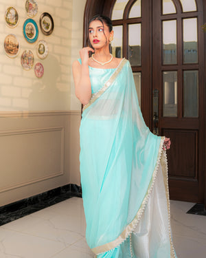blue saree front