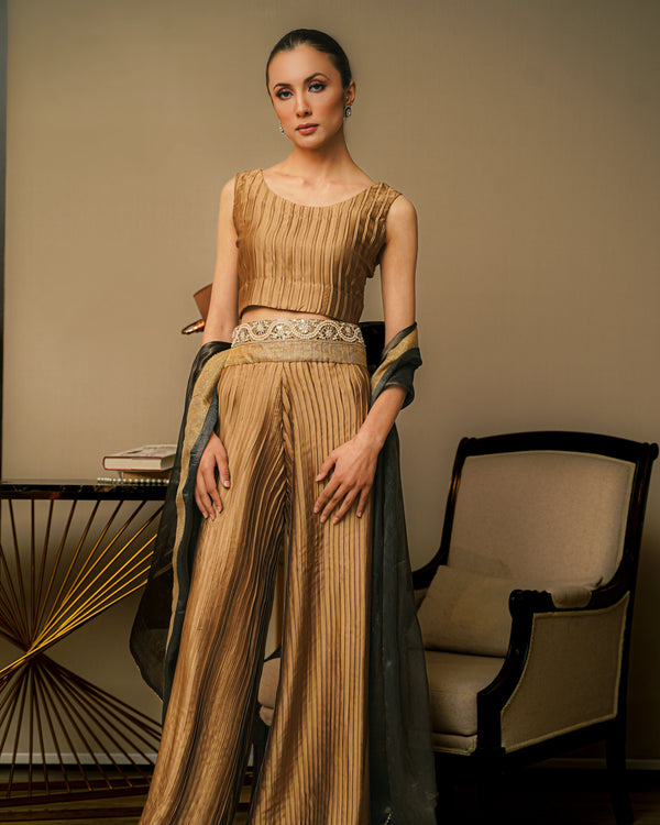 Pleated Palazzo With Belt