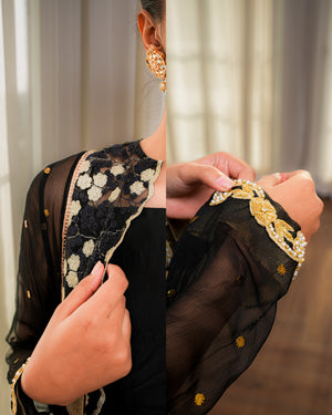 Embroidered Chiffon Gown