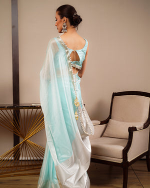 Chiffon Celeste Blue Saree