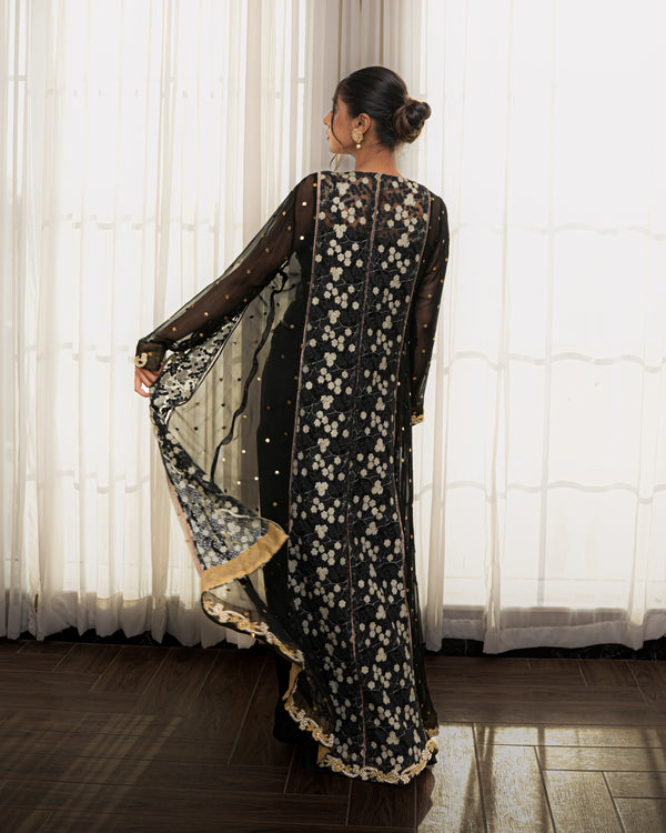 Embroidered Chiffon Gown