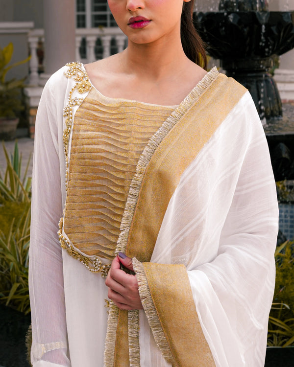 Chiffon Shirt with Masuri Neckline