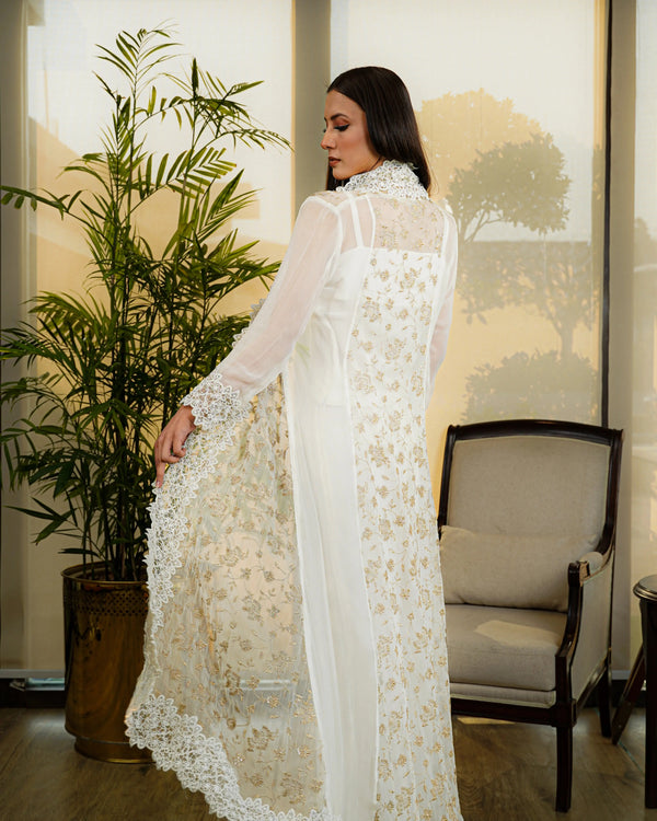 Gold Embroidered Chiffon Gown