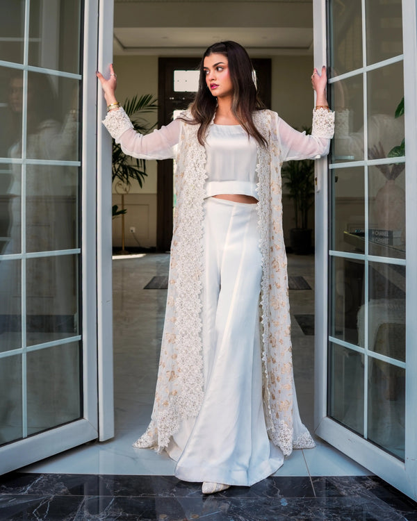 Gold Embroidered Chiffon Gown