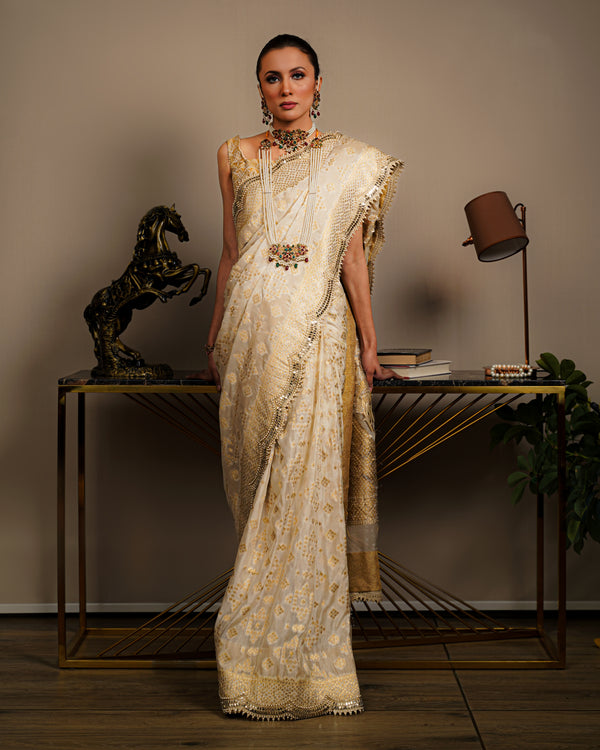 gold banarasi saree