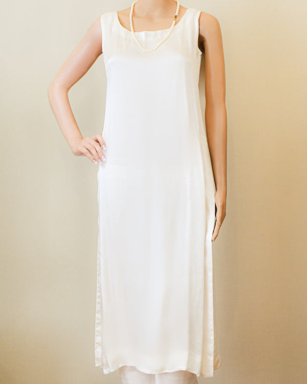 Plain  White Silk Shirt