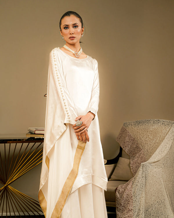 Silk Kaftan with Pearls