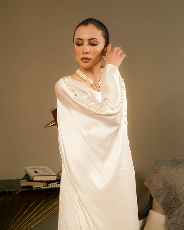 Silk Kaftan with Pearls