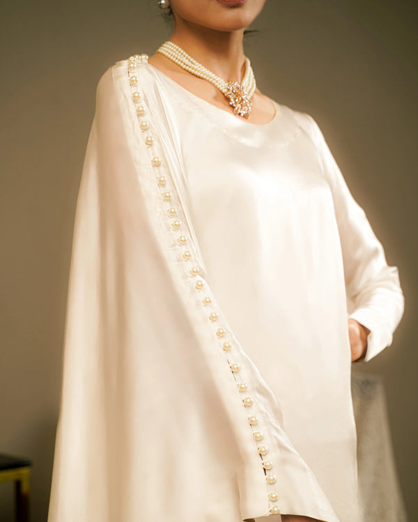 Silk Kaftan with Pearls