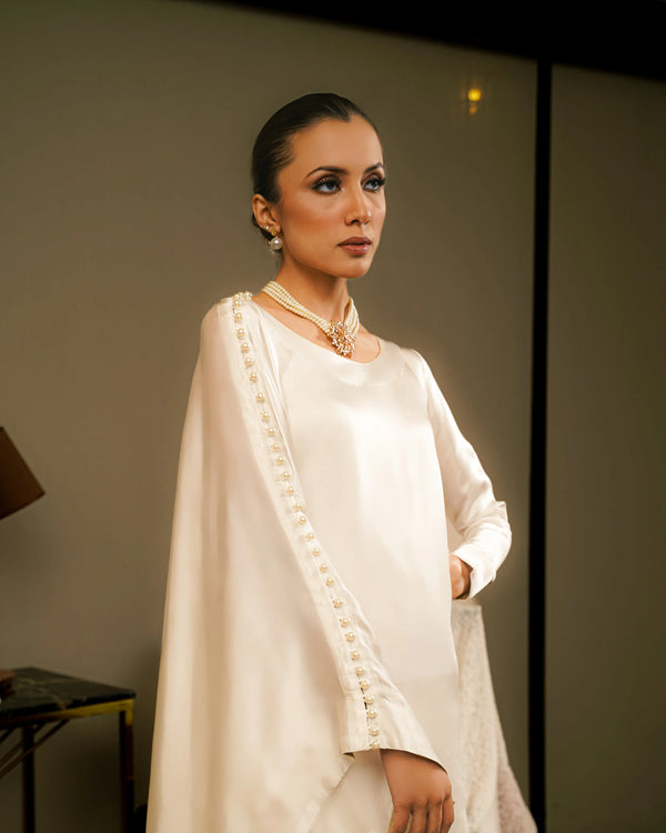 Silk Kaftan with Pearls