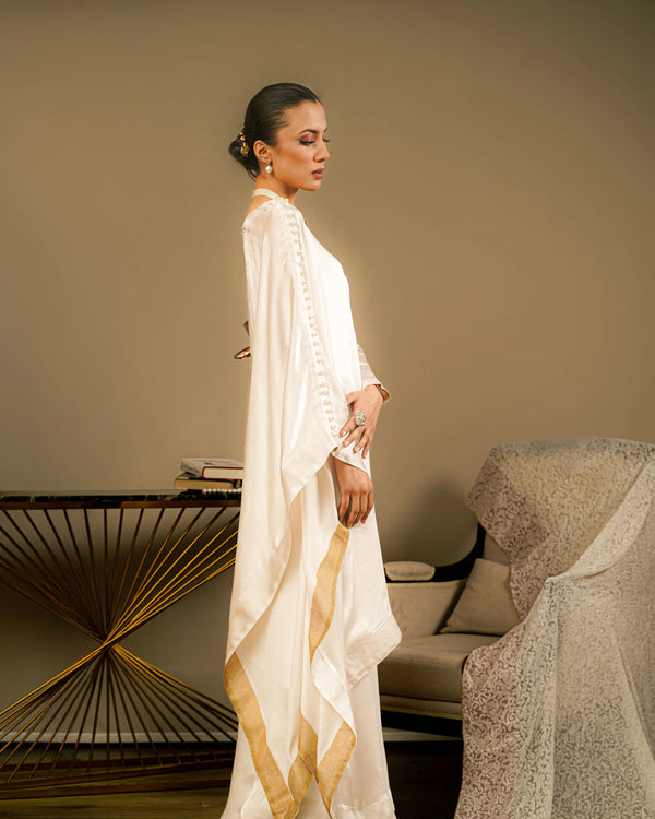 Silk Kaftan with Pearls
