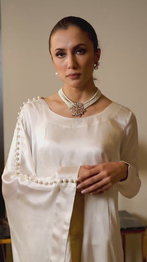 Silk Kaftan with Pearls